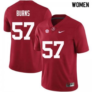 NCAA Women's Alabama Crimson Tide #57 Ryan Burns Stitched College Nike Authentic Crimson Football Jersey UQ17R80BH